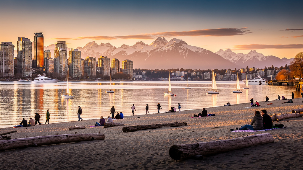 Kitsilano Beach sunset panorama